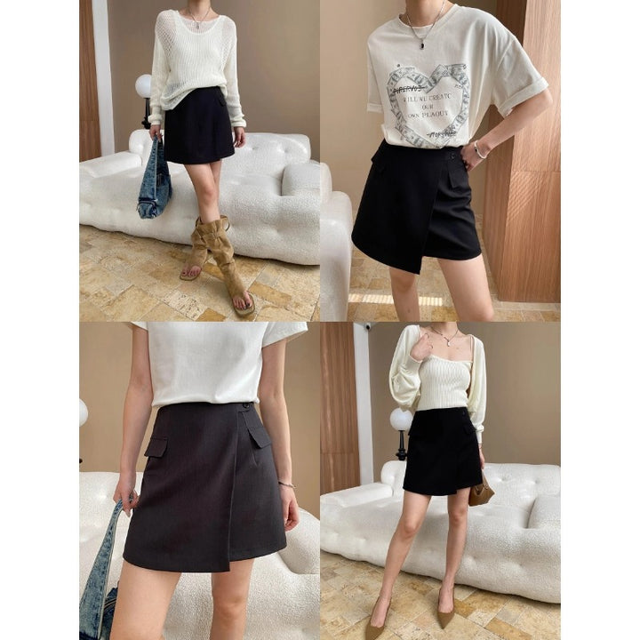 Damen eleganter Kurzrock mit seitlichen Taschen und modernem Schnitt Drune