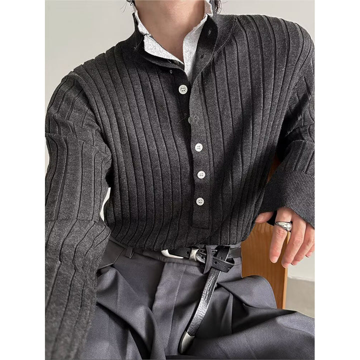 Herren Elegantes Strickoberteil mit verdeckter Knopfleiste Drune