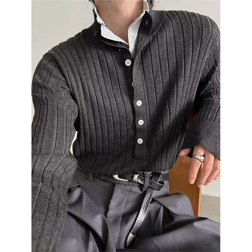 Herren Elegantes Strickoberteil mit verdeckter Knopfleiste Drune