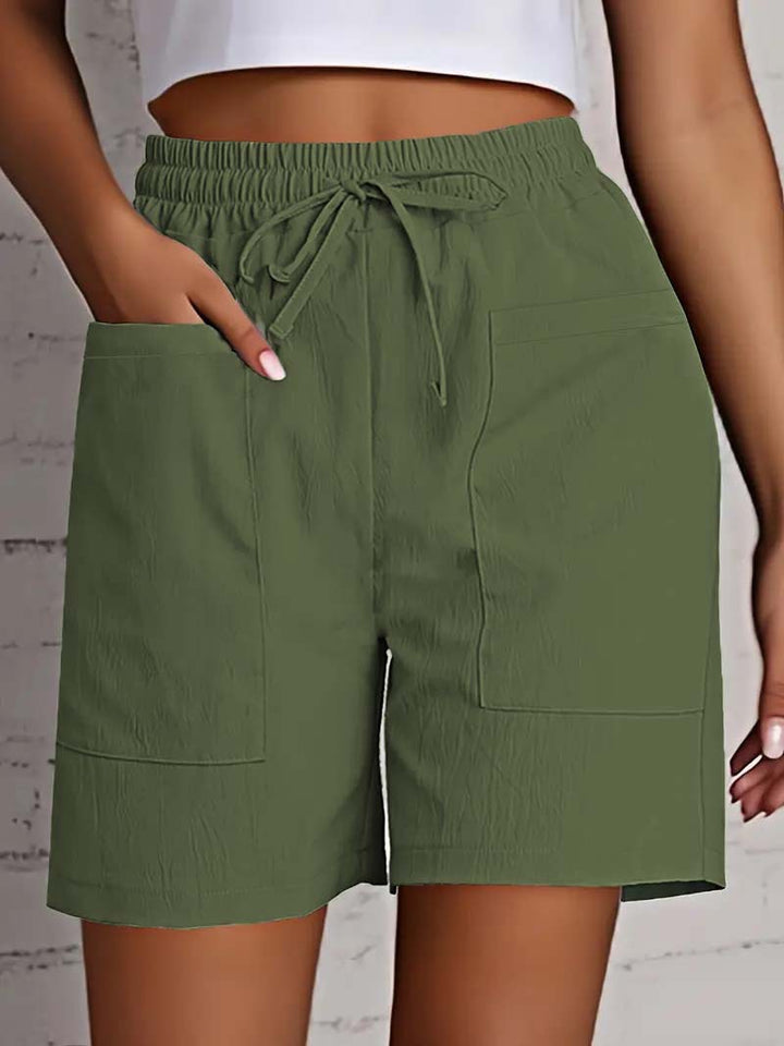 Damen entspannte Shorts mit breitem Gummibund und praktischen Taschen Drune