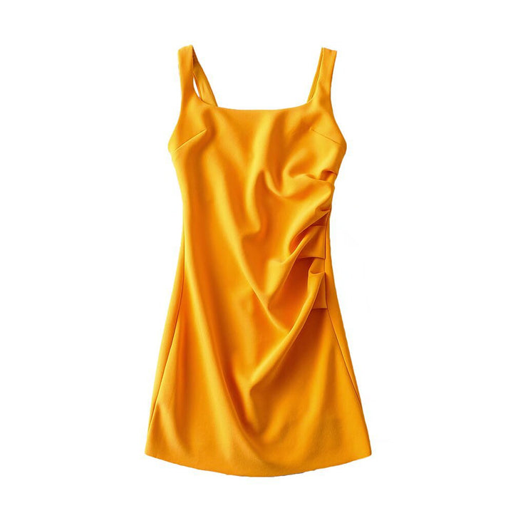 Damen modernes Sommerkleid mit Drapierung Drune