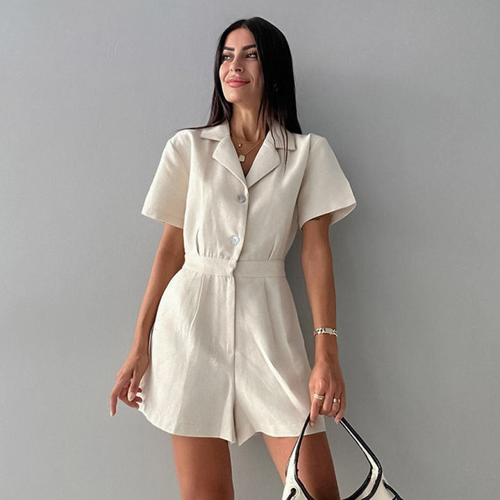 Damen Blazerkleid mit Gürtel und kurzen Ärmeln Drune