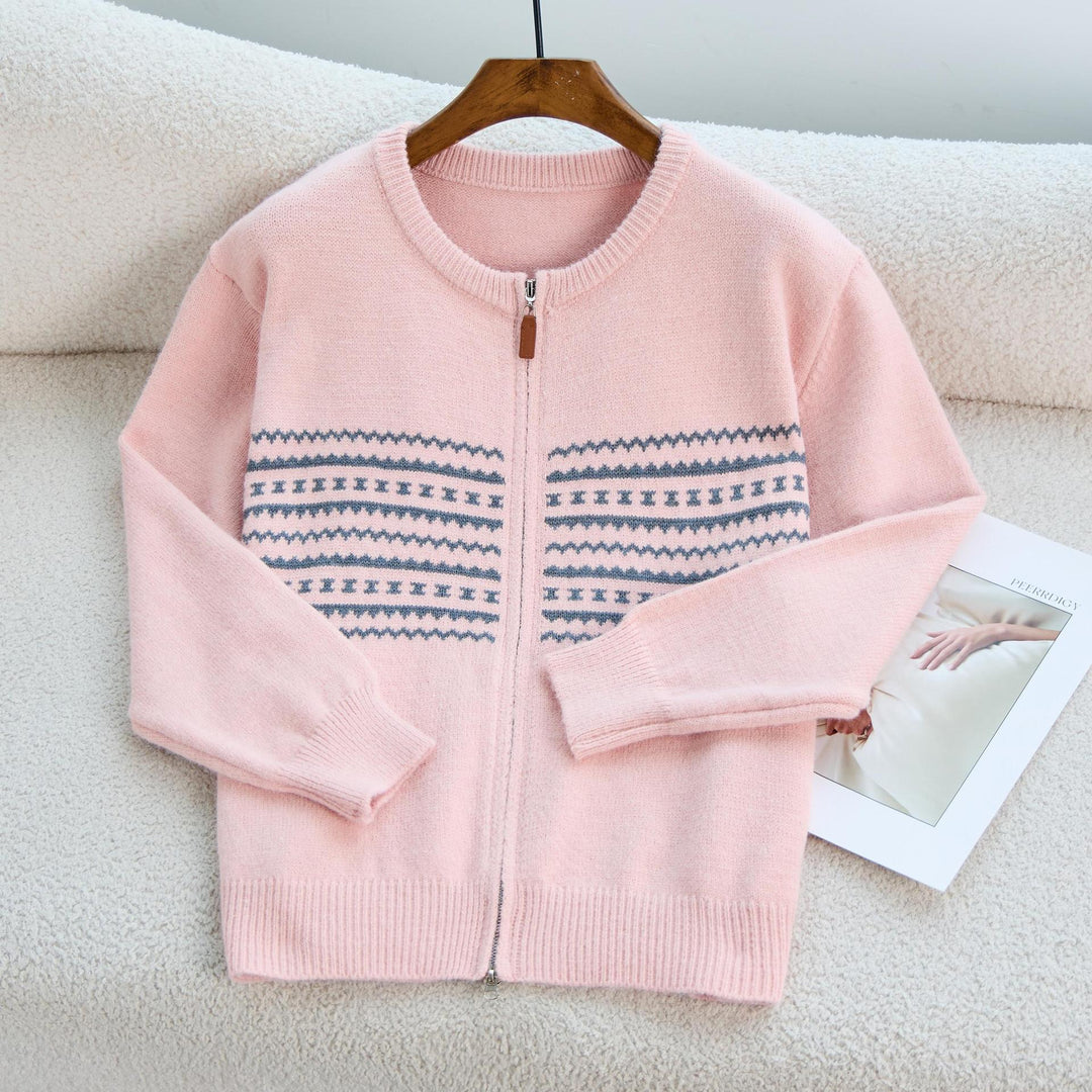 Damen Strickjacke mit Reißverschluss und Nordic-Muster Drune