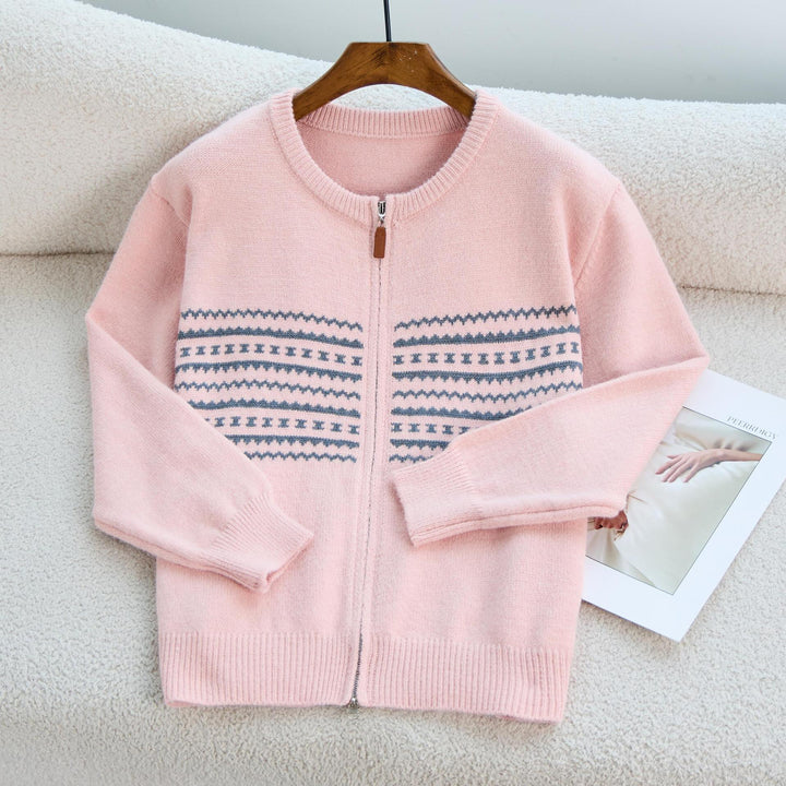 Damen Strickjacke mit Reißverschluss und Nordic-Muster Drune