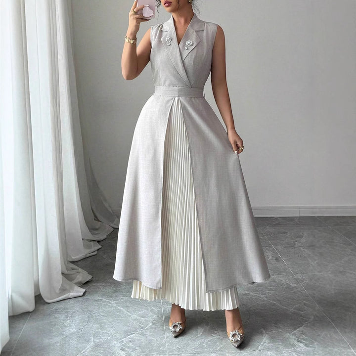 Damen Elegantes Kleid mit plissierten Details Drune