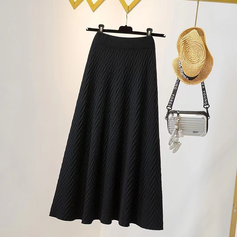 Damen Eleganter Midirock mit strukturiertem Chevron-Muster Drune