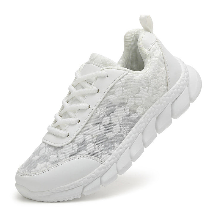 Damen nan Netz-Sneaker mit floralem Durchbruchmuster, flexibler Segmentsohle und gepolstertem Fersenkragen Drune