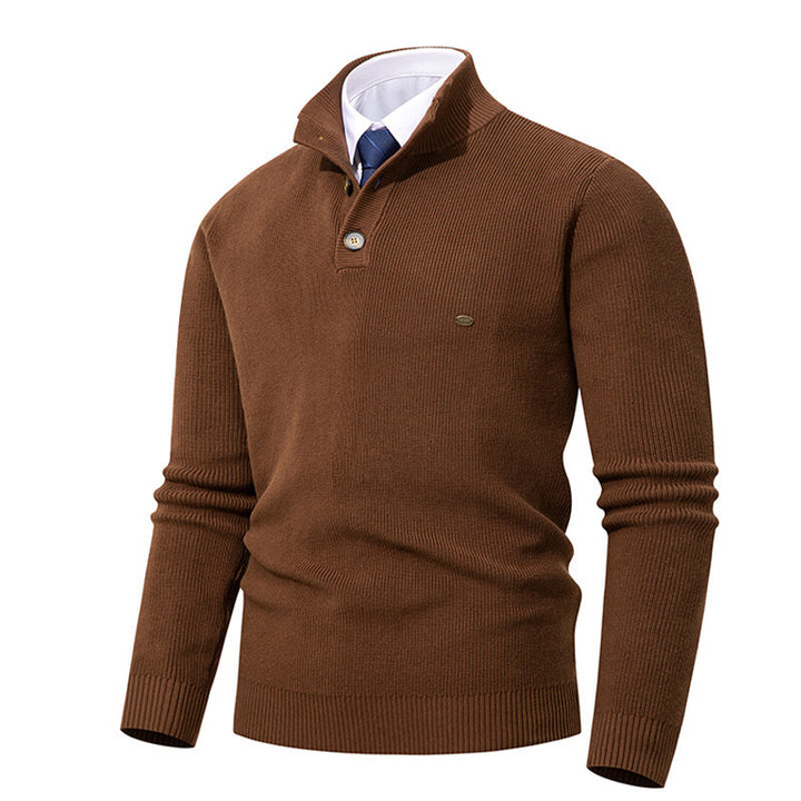 Herren Strickpullover mit Knopfdetails und modernem Stehkragen Drune