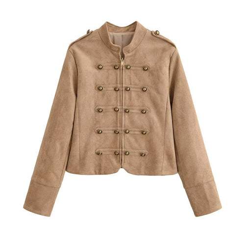 Damen Militärisch inspirierte Kurzjacke aus Wildlederoptik Drune