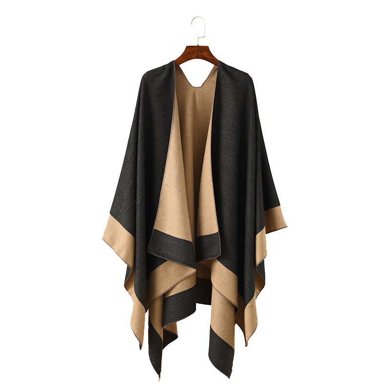 Damen Wendbarer Poncho-Cape aus Kaschmir-Mix mit Oversize-Schnitt Drune