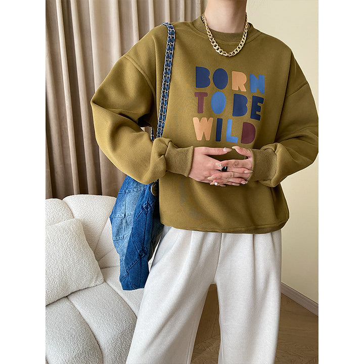 Damen Sweatshirt mit buntem Grafikdruck und lässigem Schnitt Drune