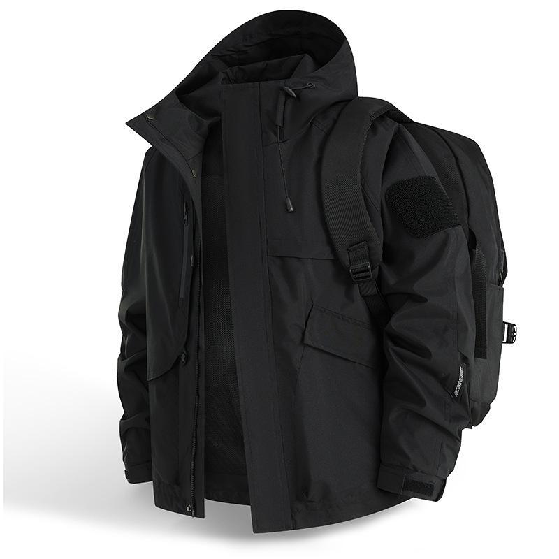 Herren Urbaner wetterabweisender Kapuzenparka mit Multifunktionstaschen und Mesh-Innenfutter Drune
