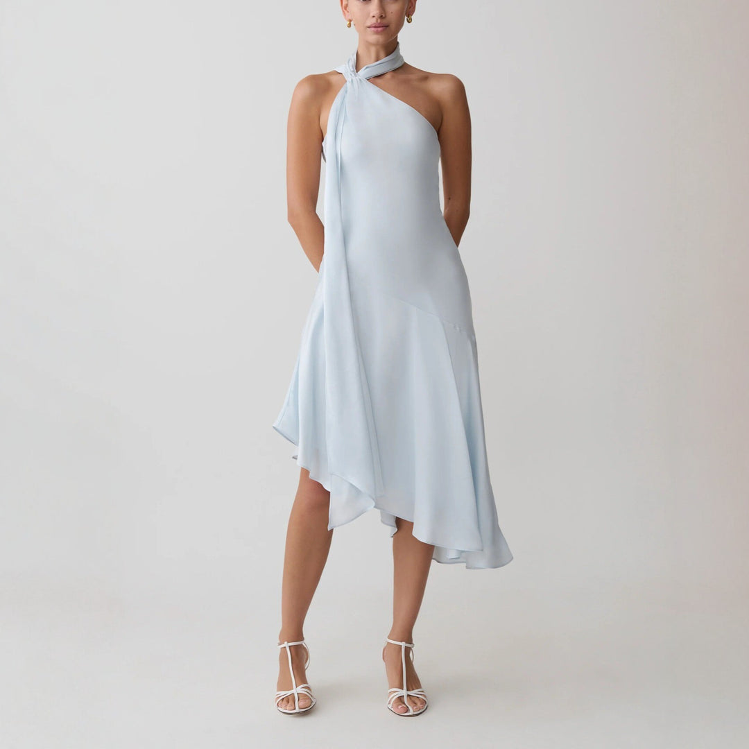 Damen asymmetrisches Schlussteil Kleid mit schmalem Träger Drune