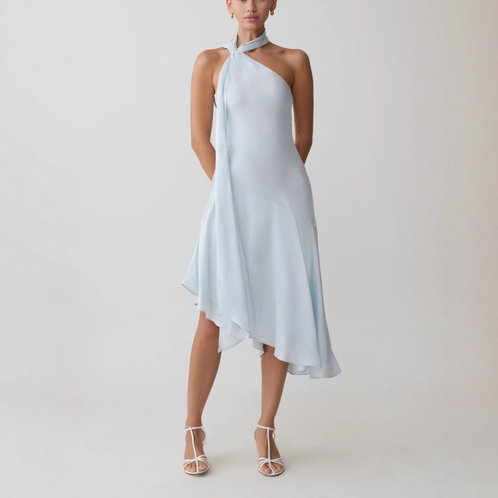 Damen asymmetrisches Schlussteil Kleid mit schmalem Träger Drune