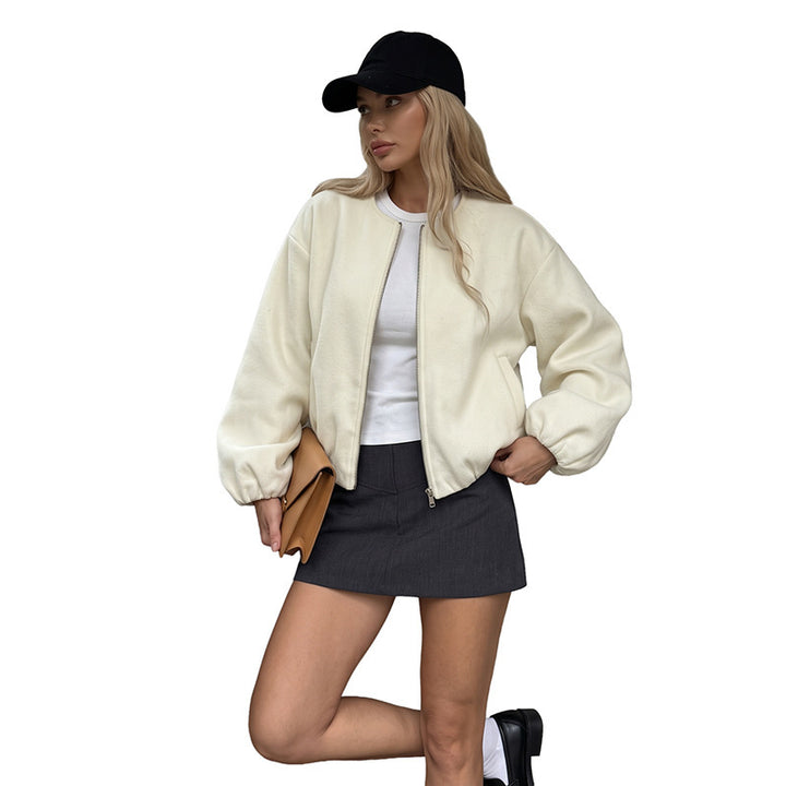 Damen Trendige Bouclé Jacke Drune