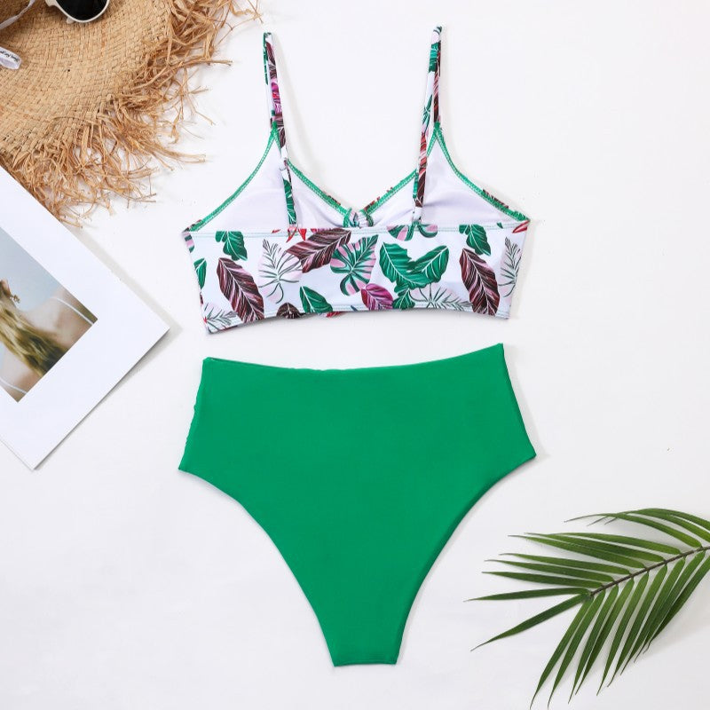 Damen Hochtailliertes Bikini-Set mit floralem Oberteil Drune