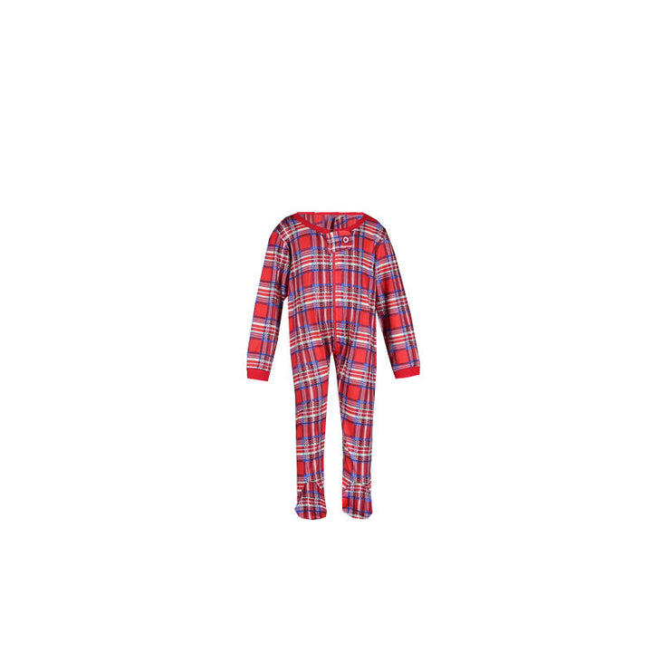 Drune | Weihnachten Langarm Pure Red Oberteil und Lange Karierte Hose Familienpassende Pyjamas-2