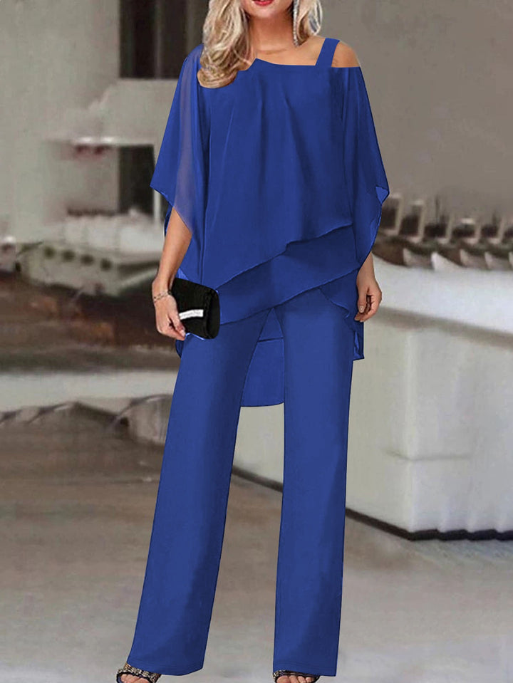 Damen Lagenbluse mit One-Shoulder-Trägern und asymmetrischem Volant-Saum Drune