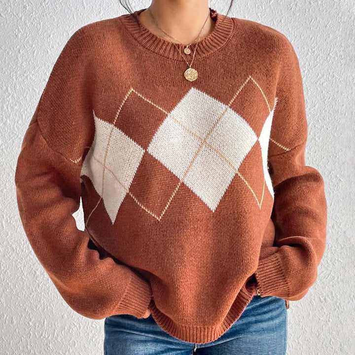 Drune | Geometrischer Strickpullover Mit Farbkontrasten