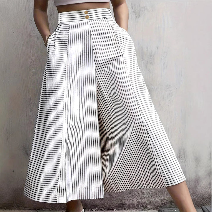 Damen Hochtaillierte Culotte mit Streifen Drune