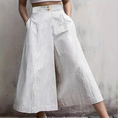 Damen Hochtaillierte Culotte mit Streifen Drune