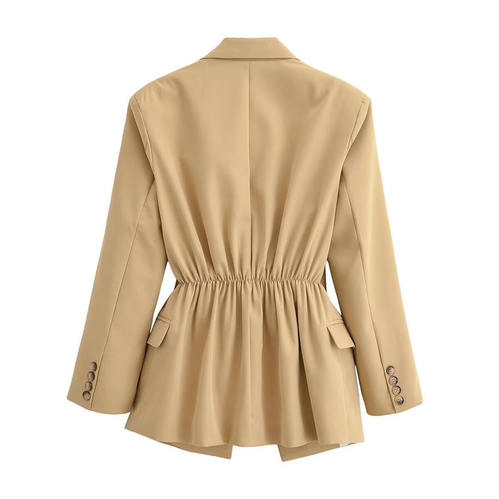 Damen Oversize-Blazer mit weitem Revers, Ein-Knopf-Verschluss und Pattentaschen Drune
