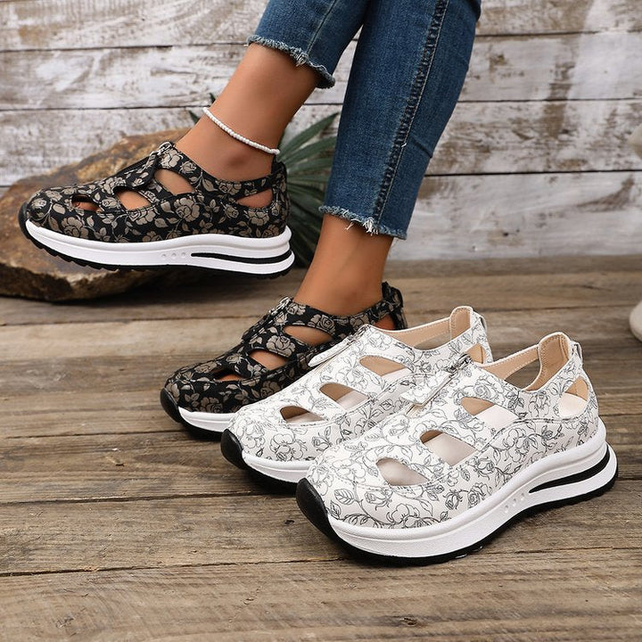 Damen Sandalen mit floralen Ausschnitten und komfortabler Sohle Drune