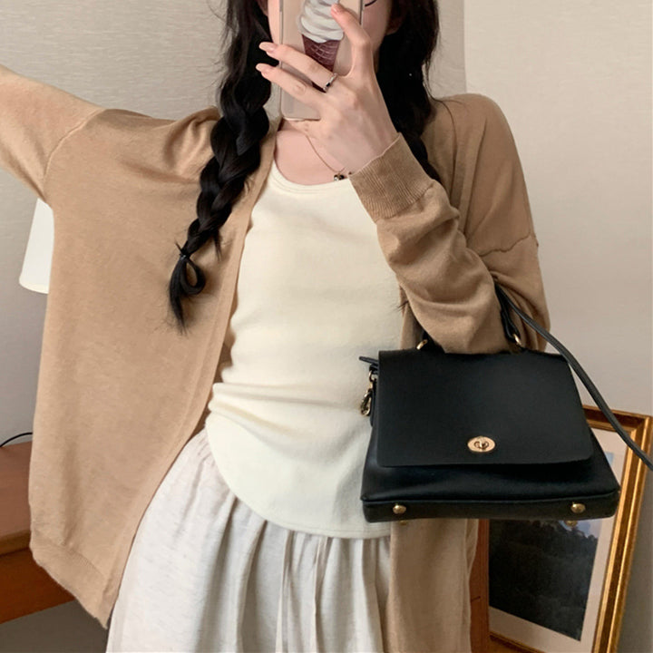 Damen lässiger Strickcardigan mit weitem Schnitt und feinen Details Drune