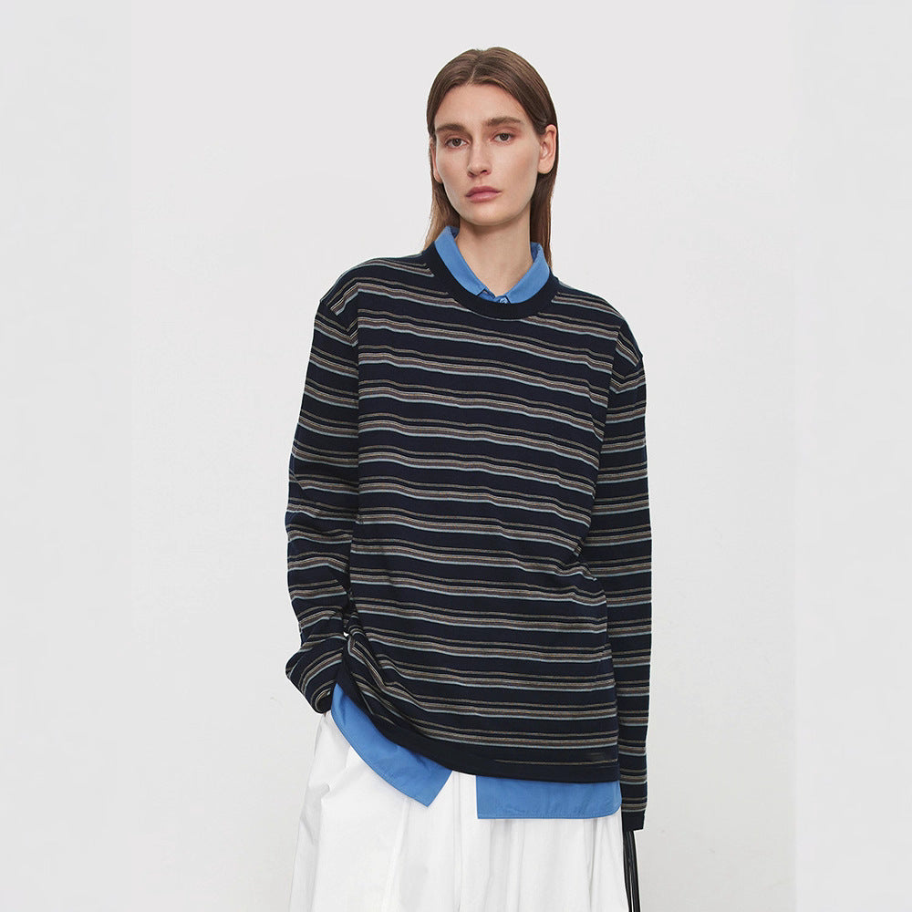 Damen lässiges Langarmshirt mit modischem Bindegürtel Drune
