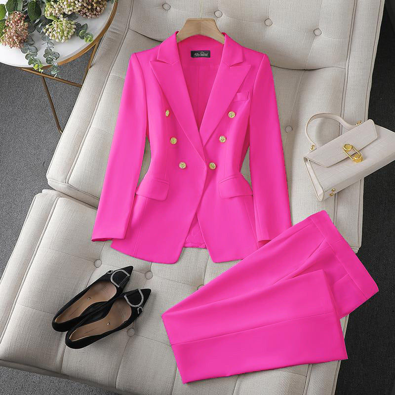 Damen Elegantes Doppelreihiges Blazer-Set Drune