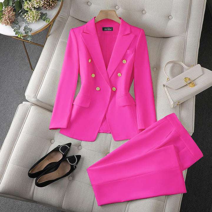 Damen Elegantes Doppelreihiges Blazer-Set Drune