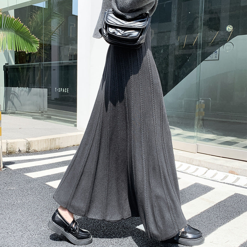 Damen Eleganter Plissee-Midirock aus Strick Drune