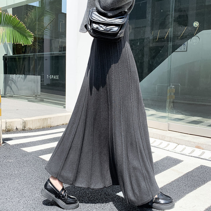 Damen Eleganter Plissee-Midirock aus Strick Drune