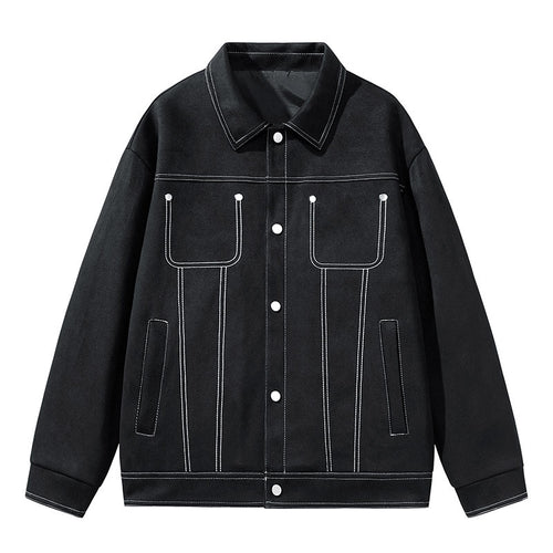 Herren Modische Wildlederjacke mit praktischen Taschen Drune