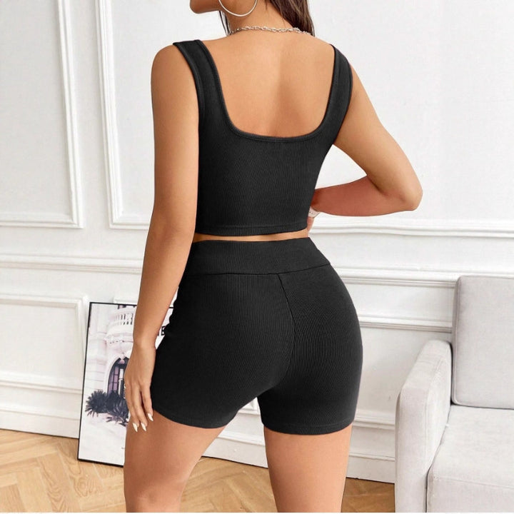 Damen Sportliches Set mit gerafftem Oberteil und hohem Bund Drune