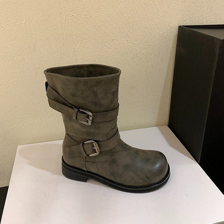 Damen Modische Stiefeletten mit Buckle-Details Drune