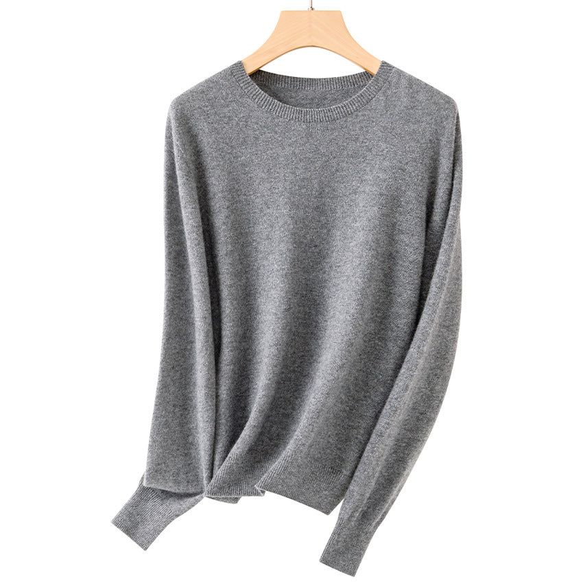 Damen Feiner Rundhals-Pullover aus ultraleichtem Feinstrick mit Rippbündchen Drune