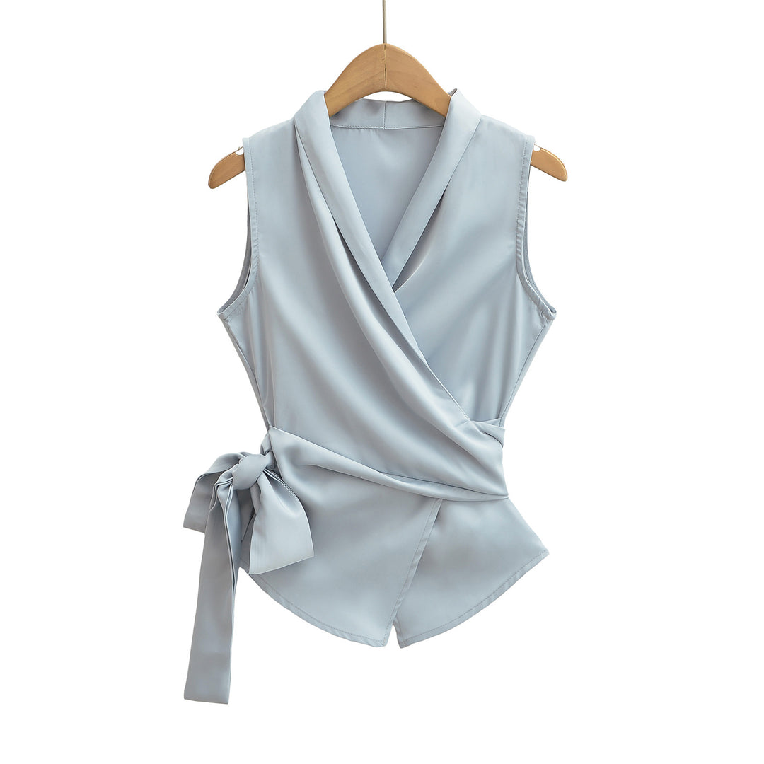Damen elegantes Wickeloberteil mit modischem Knoten und geschmeicheltem Schnitt Drune
