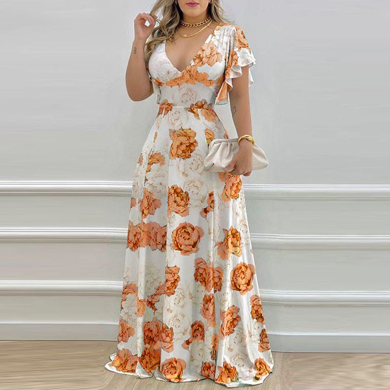 Damen Maxikleid mit romantischem Blumenmuster Drune