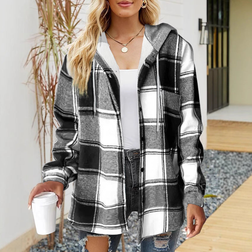 Frauen Oversized Hoodie mit Druckknopfverschluss und Kontrastbesatz Drune