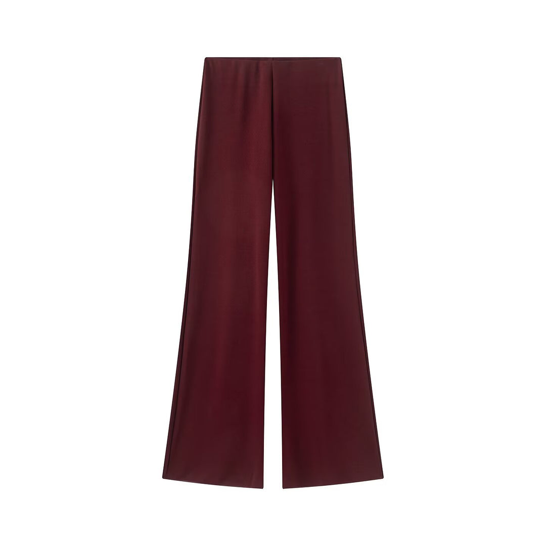 Damen Weite Satinhose mit hoher Taille und fließender Wide‑Leg‑Silhouette Drune
