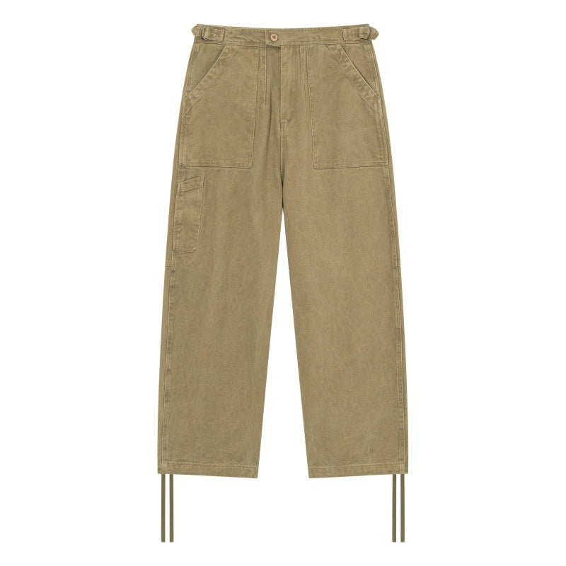 Damen High‑Waist Utility-Cargo-Hose mit geradem Bein, aufgesetzten Taschen und verstellbaren Saumbändern Drune