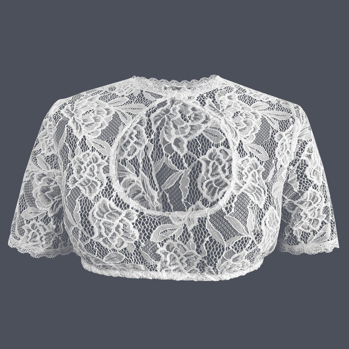 Damen nan Spitzenbolero mit hohem Kragen und kurzen Ärmeln Drune