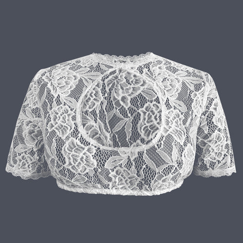 Damen nan Spitzenbolero mit hohem Kragen und kurzen Ärmeln Drune