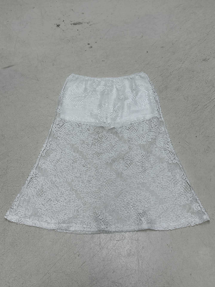 Damen eleganter Spitzenrock mit Struktur und seitlichen Schlitzen Drune