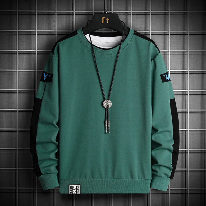 Herren Lockeres Sweatshirt im Urban-Layer-Look mit Schulterpaneelen und geripptem Saum Drune