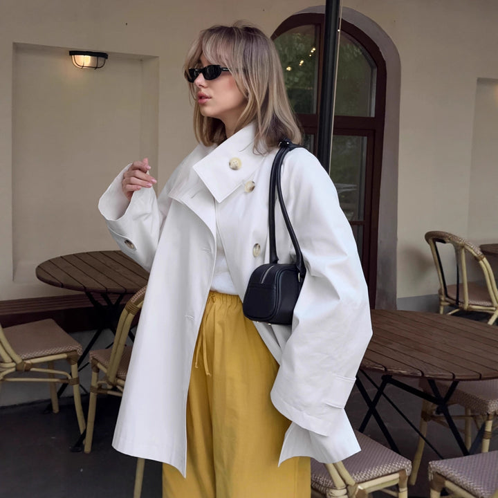 Damen Modischer Oversized-Trenchcoat mit großen Knöpfen Drune