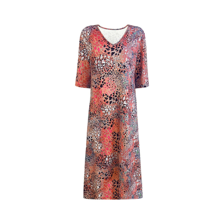 Damen V-Ausschnitt Midi-Kleid im lässigen Animal-Print Stil Drune