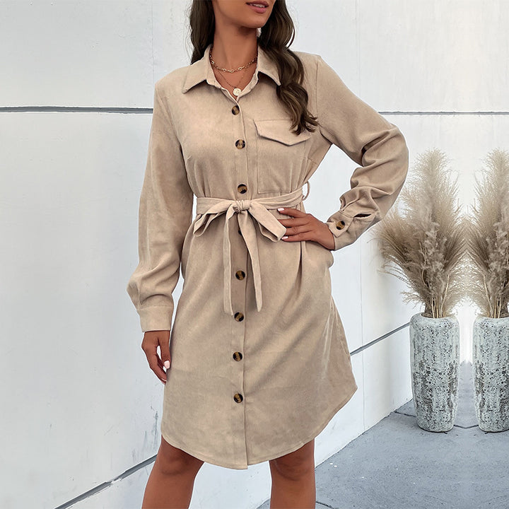 Damen Hemdblusenkleid mit Gürtel Drune