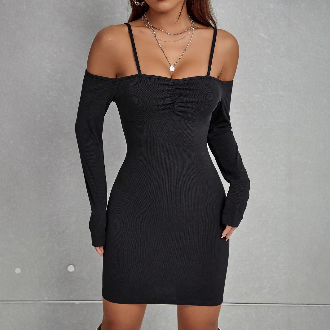 Damen elegantes Bodycon-Kleid mit Cut-Out-Details und langen Ärmeln Drune